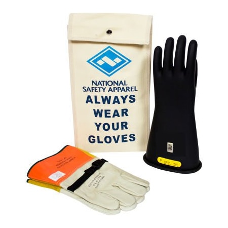 National Safety Apparel ArcGuard Class 2 Rubber Voltage Glove Kit, Black, Size 11, KITGC2B11 KITGC2B11